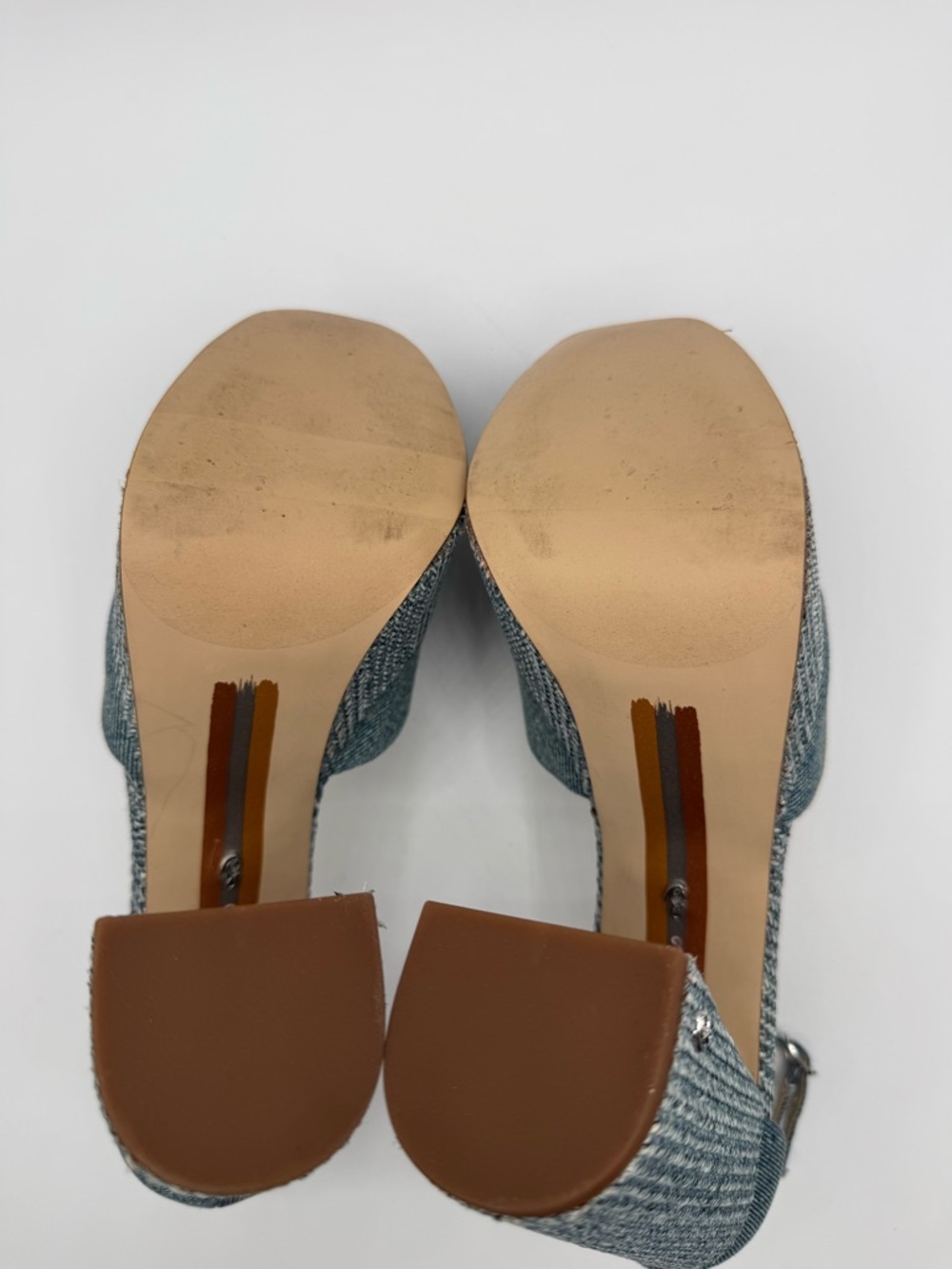 Sam Edelman Kori Blue Denim Platform Chunky Block Heel Ankle Strap Sandals SZ 9 - Picture 10 of 17